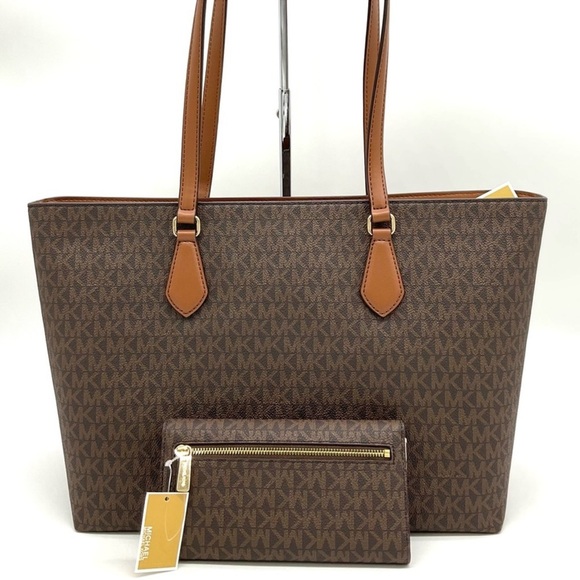 Michael Kors Large EW Crossbody Bag & Large Trifold Wallet Brown/Gold - Picture 5 of 14